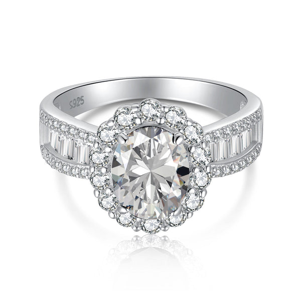 [ Clover Jewelrys]Anillo de banquete con deslumbrante y encantador corte ovalado de 1,5 quilates
