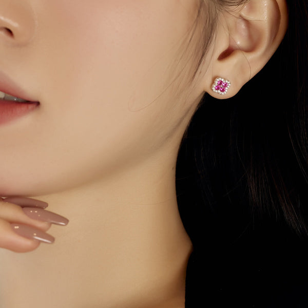[Clover Joyas] Pendientes con forma de flor de trébol de cuatro hojas