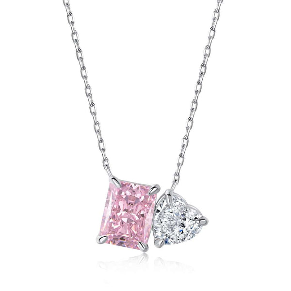 [Clover Jewelrys]Collar deslumbrante de forma cuadrada y de corazón