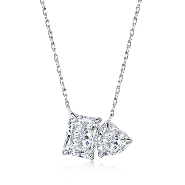 [Clover Jewelrys]Collar deslumbrante de forma cuadrada y de corazón