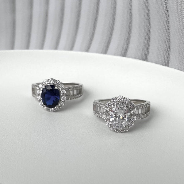 [ Clover Jewelrys]Anillo de banquete con deslumbrante y encantador corte ovalado de 1,5 quilates