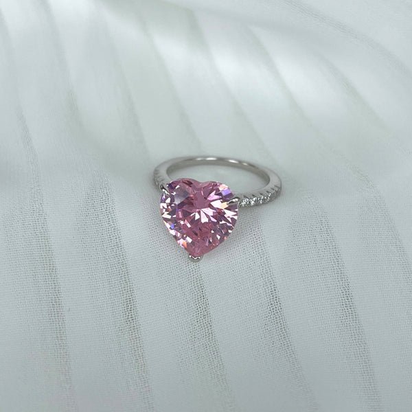 [Clover Jewelrys]Anillo de lujo de 6,0 quilates, brillante y romántico, con corte de corazón, para amantes