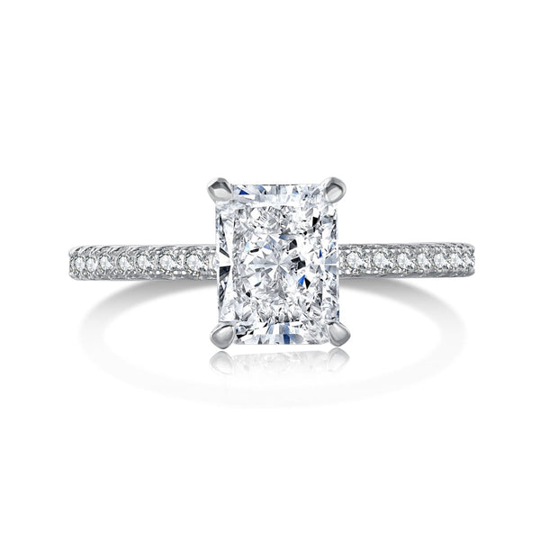 [Clover Jewelrys]Anillo de fiesta de corte radiante deslumbrante y brillante de 2,0 quilates