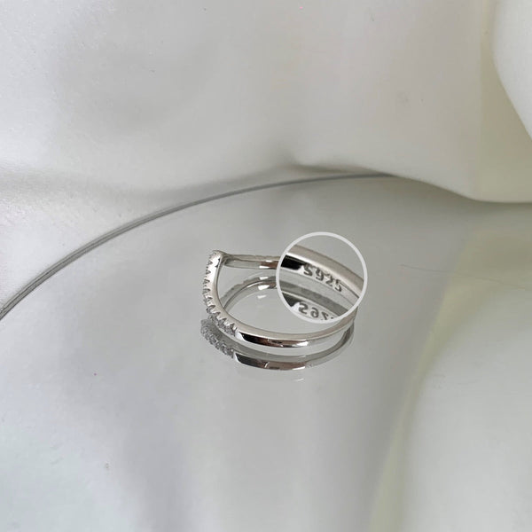 [Clover Jewelrys]Anillo elaborado de banda tenis