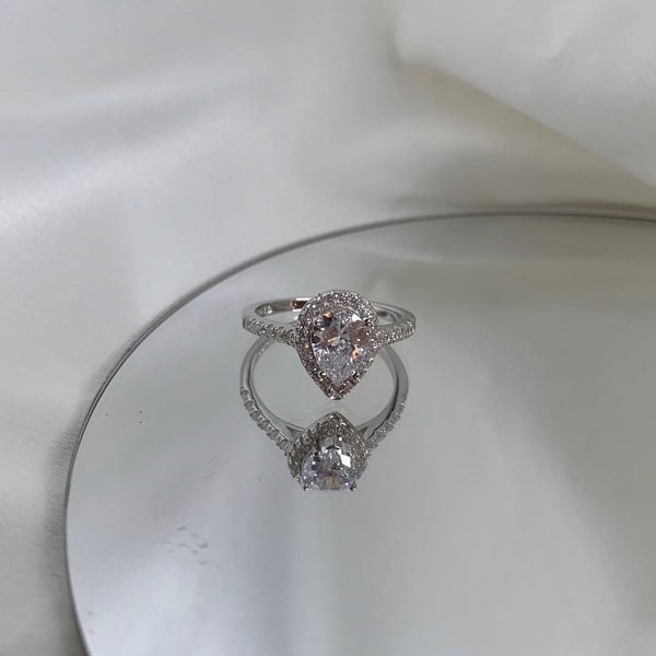 [CloverJewelrys]Anillo de boda lujoso y resplandeciente en forma de gota de agua de 1,0 quilates