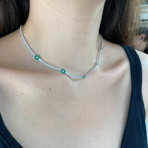 [Clover Jewelrys]Collar tenis de flores coloridas y lujosas
