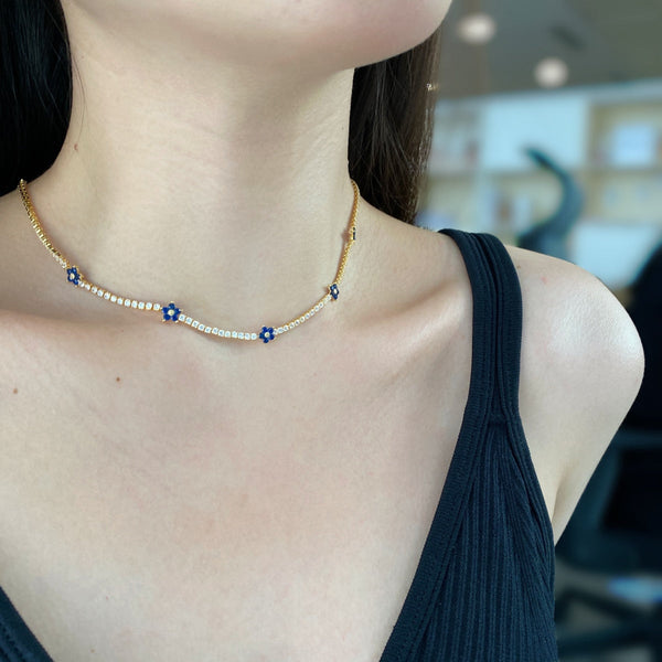 [Clover Jewelrys]Collar tenis de flores coloridas y lujosas