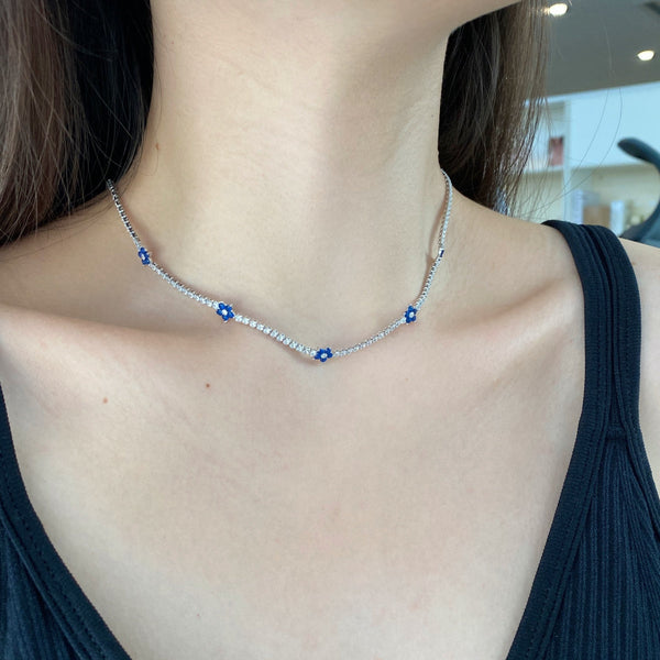 [Clover Jewelrys]Collar tenis de flores coloridas y lujosas