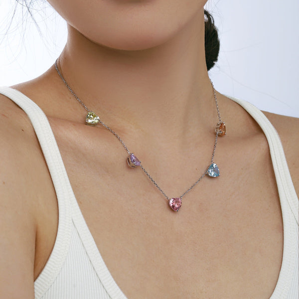 [Clover Jewelrys]Collar de Corazón Colorido Brillante
