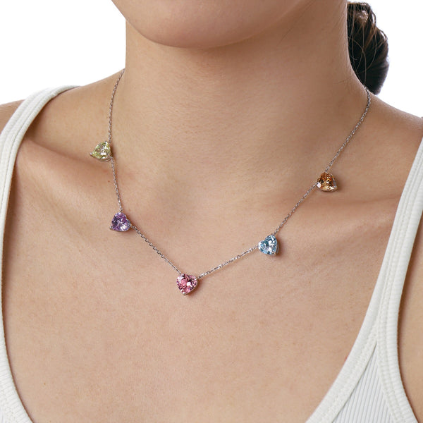 [Clover Jewelrys]Collar de Corazón Colorido Brillante