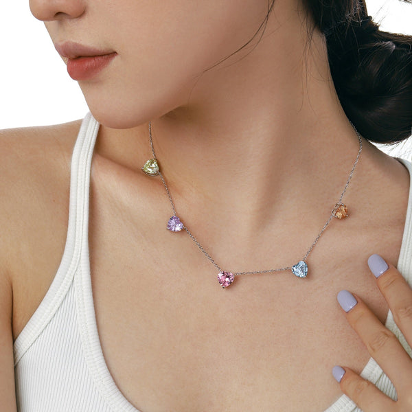 [Clover Jewelrys]Collar de Corazón Colorido Brillante