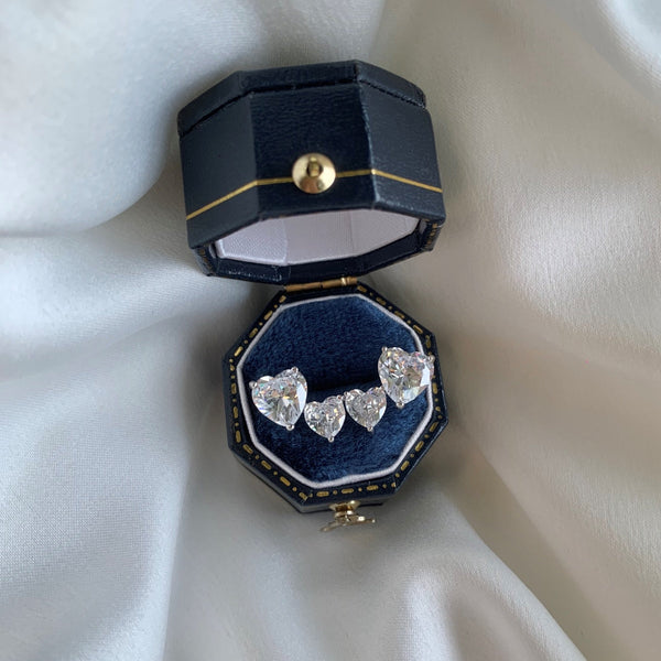 [Clover Jewelrys]Pendientes Clásicos Estilo Princesa Doble Corazón