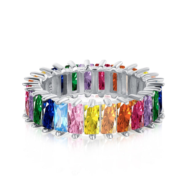 [Clover Jewelrys]Anillo único con corte radiante colorido