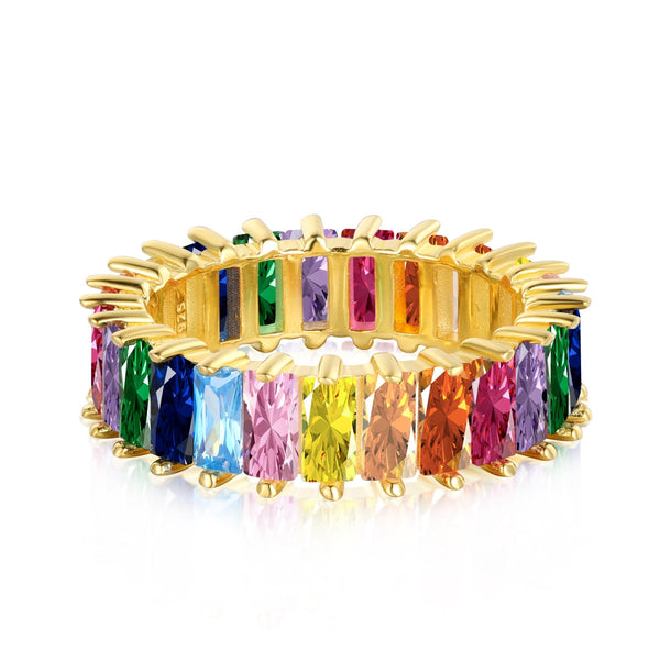 [Clover Jewelrys]Anillo único con corte radiante colorido