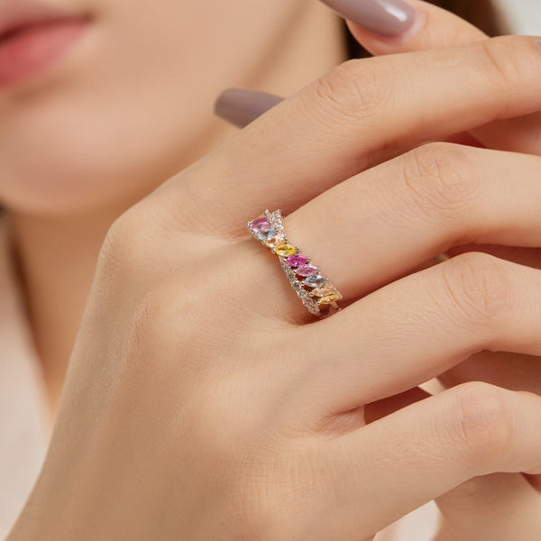 [Clover Jewelrys]Anillo diario único de corte marquesa colorido