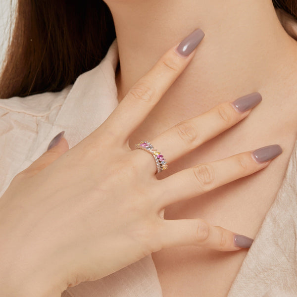 [Clover Jewelrys]Anillo diario único de corte marquesa colorido