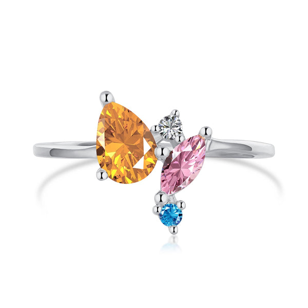 [Clover Jewelrys]Anillo diario multicolor radiante con corte múltiple