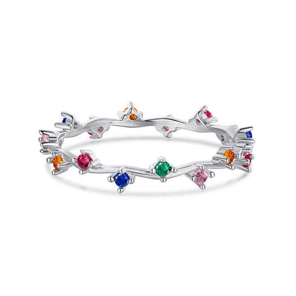 [Clover Jewelrys]Anillo diario radiante de corte redondo colorido