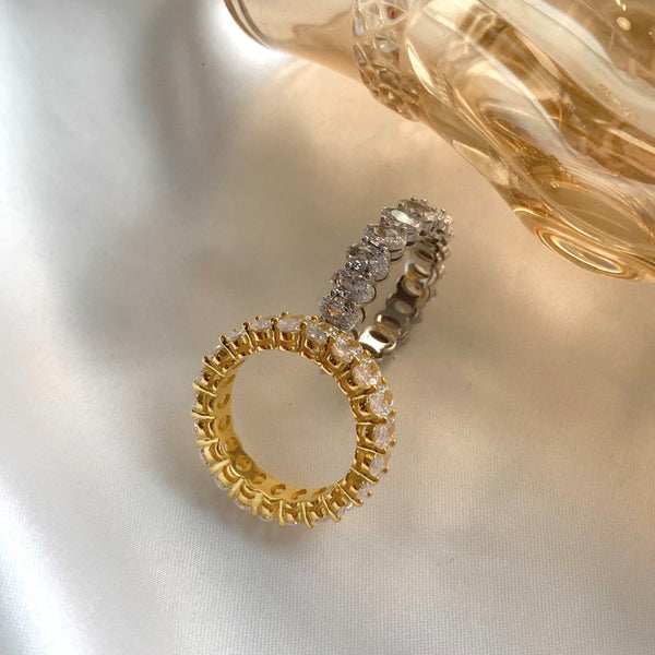 [Clover Jewelrys]Anillo de tenis con corte ovalado ornamentado