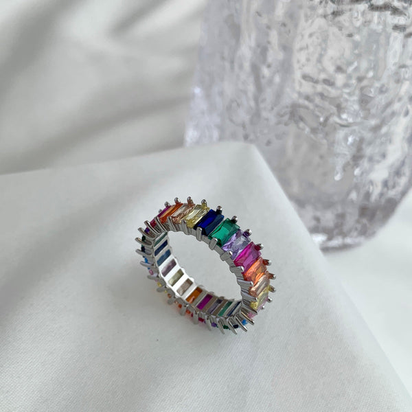 [Clover Jewelrys]Anillo único con corte radiante colorido
