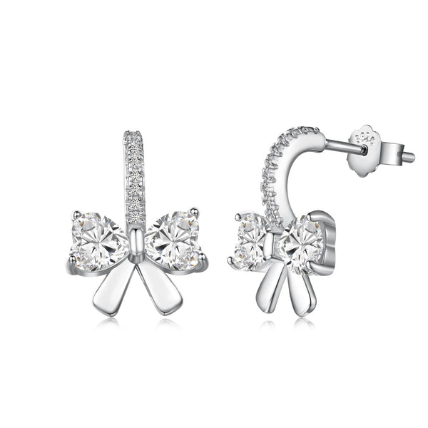 [Clover Jewelrys]Exquisitos Pendientes con Diseño de Lazo en Forma de Corazón
