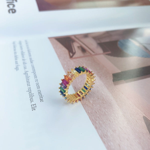 [Clover Jewelrys]Anillo único con corte radiante colorido