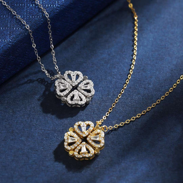 [Clover Jewelrys]Collar con dije de corazón intrincado y forma de flor
