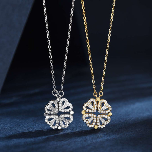 [Clover Jewelrys]Collar con dije de corazón intrincado y forma de flor