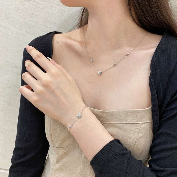 [Clover Jewelrys]Pulsera deslumbrante con corte redondo