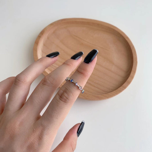 [Clover Jewelrys]Anillo diario de corte trapezoide único
