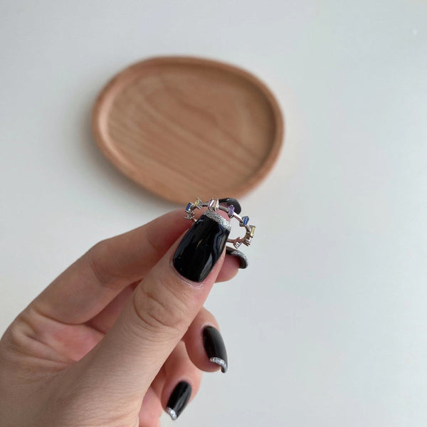 [Clover Jewelrys]Anillo diario de corte trapezoide único