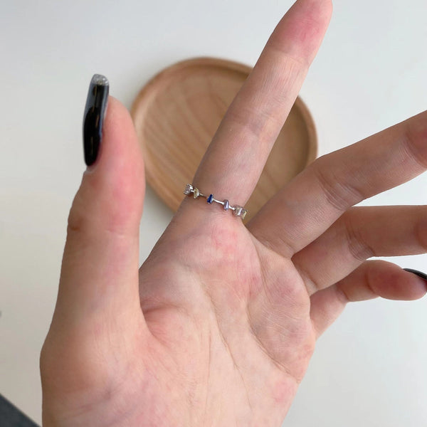 [Clover Jewelrys]Anillo diario de corte trapezoide único