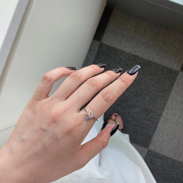 [Clover Jewelrys]Anillo diario multicolor radiante con corte múltiple