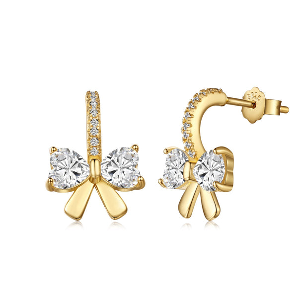 [Clover Jewelrys]Exquisitos Pendientes con Diseño de Lazo en Forma de Corazón