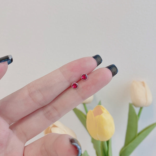 [Clover Jewelrys]Pendientes redondos brillantes y coloridos