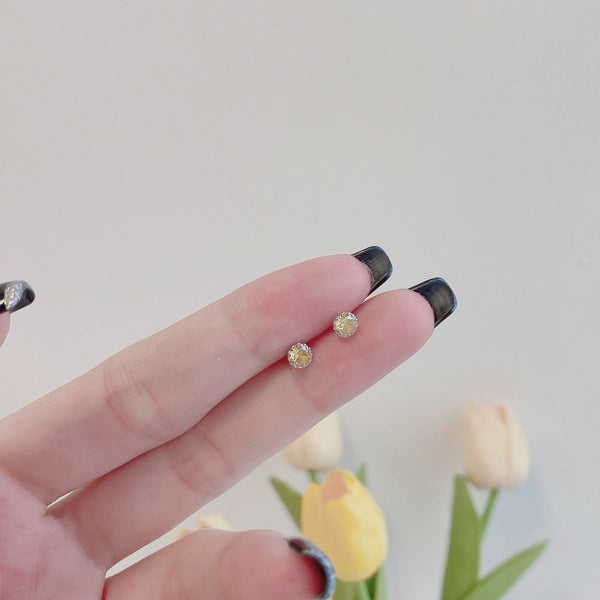 [Clover Jewelrys]Pendientes redondos brillantes y coloridos