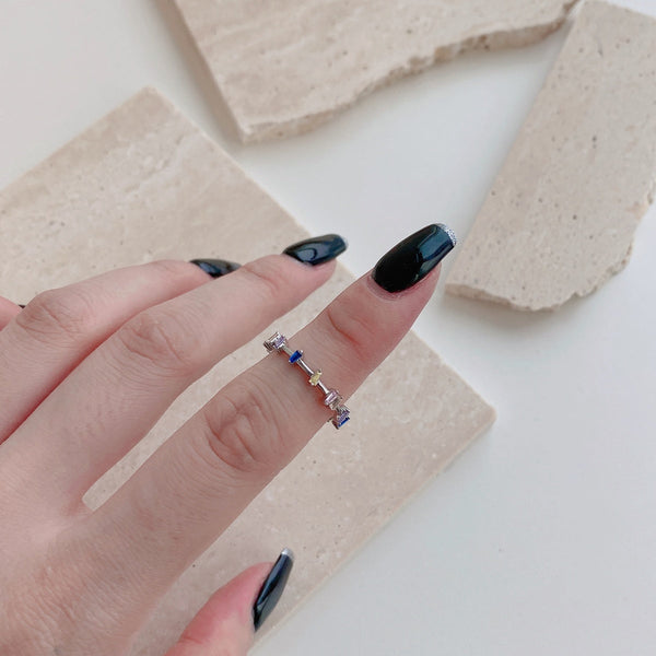 [Clover Jewelrys]Anillo diario de corte trapezoide único