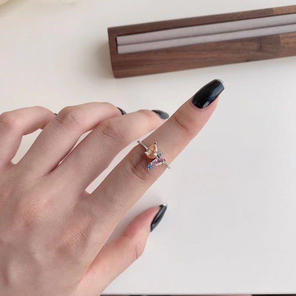 [Clover Jewelrys]Anillo diario multicolor radiante con corte múltiple