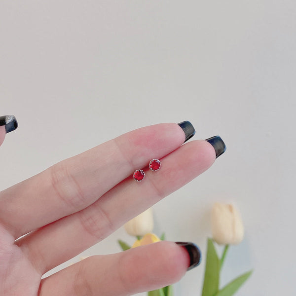 [Clover Jewelrys]Pendientes redondos brillantes y coloridos