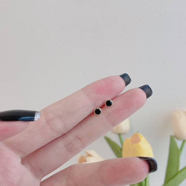 [Clover Jewelrys]Pendientes redondos brillantes y coloridos