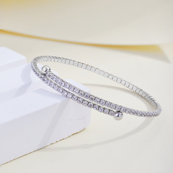[Clover Jewelrys]Pulsera de moda redonda con hilera de diamantes