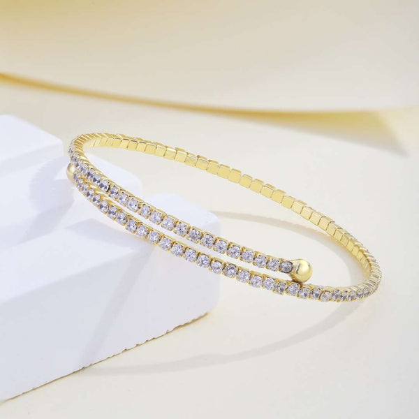 [Clover Jewelrys]Pulsera de moda redonda con hilera de diamantes
