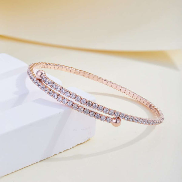 [Clover Jewelrys]Pulsera de moda redonda con hilera de diamantes