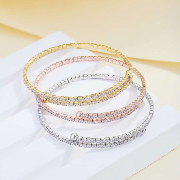 [Clover Jewelrys]Pulsera de moda redonda con hilera de diamantes
