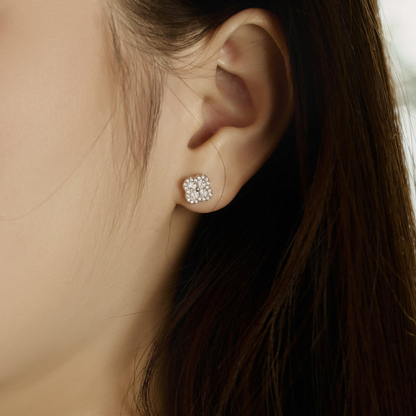 [Clover Joyas] Pendientes con forma de flor de trébol de cuatro hojas