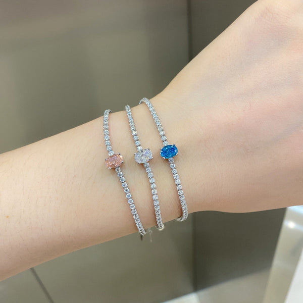 [Clover Jewelrys]0.75 Carats Exquisita Pulsera de Uso Diario con Corte Ovalado