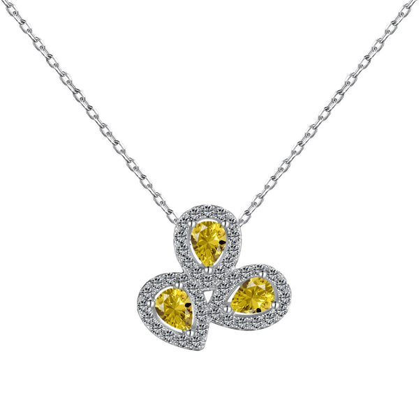 [Clover Jewelrys]Collar elegante con forma de flor y corte de pera