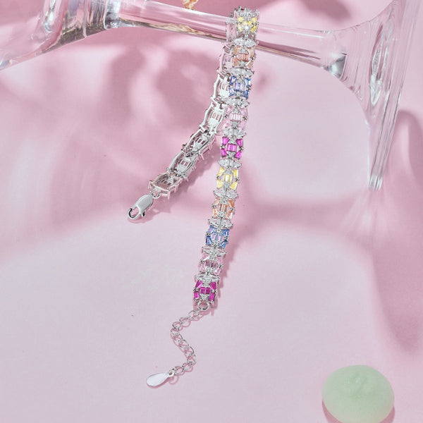 [Clover Jewelrys]Pulsera de Fiesta Delicada Multicolor con Cortes Múltiples