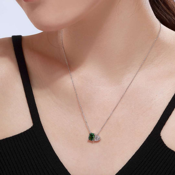 [Clover Jewelrys]Collar deslumbrante de forma cuadrada y de corazón