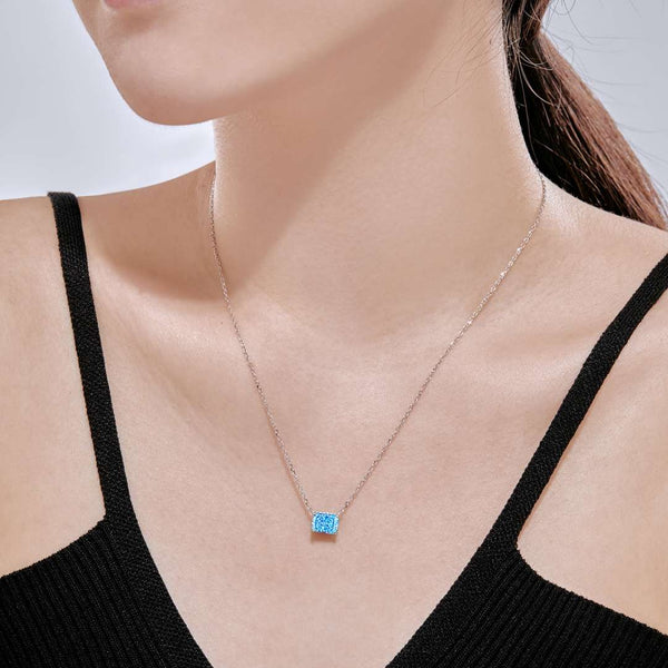 [CloverJewelrys]Lujoso collar cuadrado colorido
